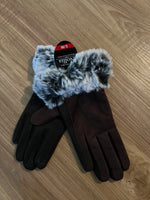 Stylish Touch Screen Fleece Lined Driving Gloves With Fur Trim