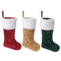 Medias navideñas de felpa con lentejuelas