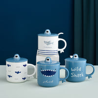 Cadeau d'activité de tasse de couple en céramique de requin créatif