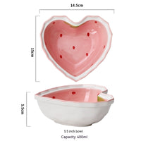 Ceramic Strawberry Heart Shaped Bowl