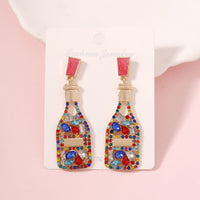 All-matching Graceful Diamond Drop Oil Fashion Imitation Pearl Wine Bottle Shape Earrings