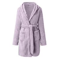 Plush Hooded Short Bath Robe