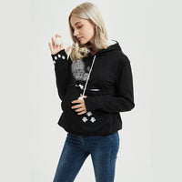 Linda sudadera con capucha de gato con bolsillo grande para mascotas