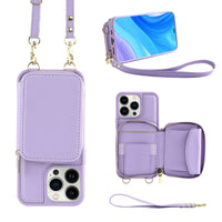 Crossbody Zipper Wallet Protective Leather iPhone Case