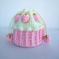 Strawberry Cupcake Knitted Bucket Bag