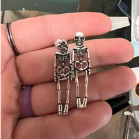 Pendientes de Halloween con simulación de calavera y esqueleto humano, pendientes desmontables