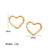 Stainless Steel Love Heart Shape Earrings Women's Simple Peach Heart