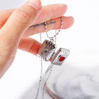 Retro Love Zircon Heart Album Locket Necklace