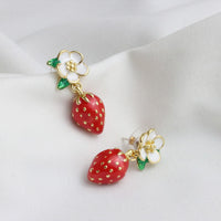 Enamel Glaze Hand Painted Strawberry Earrings