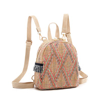 Mini sac à dos tissé de loisirs de voyage en paille