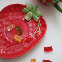 Hand Painted Ceramic Strawberry Coffee Cup & Saucer Set