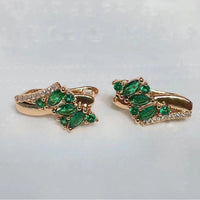 Fashion Wild Rose Gold Peacock Green White Zircon Earrings
