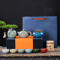 Simple Ceramic Kung Fu Tea Set Gift Box