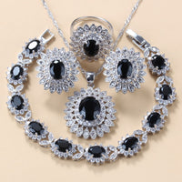 Elegant Cubic Zirconia Earrings Pendant Necklace Bracelet Ring Gift 4 PCs Set