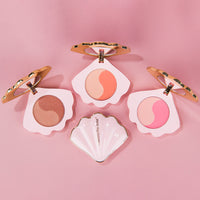 Sea Shell Powder Blush Bronzer Highlighter 2-in-1 Mirror Compact
