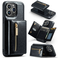 Two-in-one Magnetic Glitter Leather Wallet iPhone Case