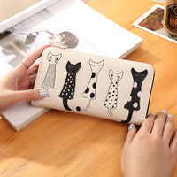 Embroidered zipper long wallet