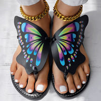 Butterfly Print Round Toe Flip Flops, Comfortable Summer Beach Shoes, Casual Women's Footwear, Perfect For Poolside And Daily Wear