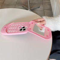 Cute Girly Flip Phone Shape Mirror iPhone Case