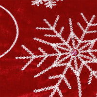 Falda de árbol de copo de nieve de tela de terciopelo rojo navideño