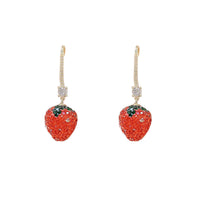 Red Strawberry Long Thin Fashion Earrings