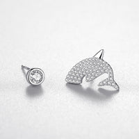Boucles d'oreilles grand requin blanc en argent S925, plein de diamants