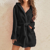 Plush Hooded Short Bath Robe