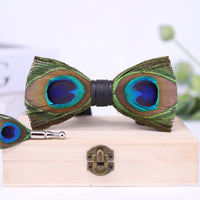 Peacock Feather Bow Tie