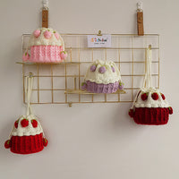 Strawberry Cupcake Knitted Bucket Bag