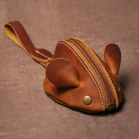 Genuine Leather Mouse Coin Purse Key Storage Bag