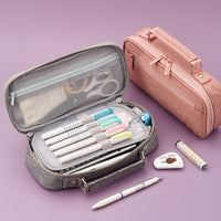 Women's Simple Multifunctional Double-layer Large Capacity Pencil Pouch