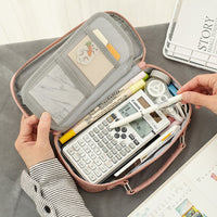 Women's Simple Multifunctional Double-layer Large Capacity Pencil Pouch