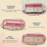 Art Easel , Double-Sided Whiteboard & Chalkboard With Paper Roll, Storage Baskets , Pink