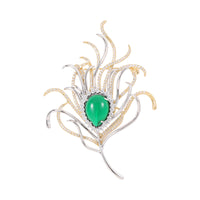 Broche en plumes de paon, ensemble de Zircon galvanisé bicolore émeraude
