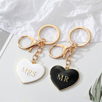 MR and MRS Black and White  Heart Shape Keychains