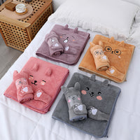 Two-piece Set Gift Thickened Coral Velvet Cartoon Animal Shape Beach Towel