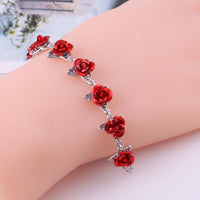 Pulsera de cadena de rosas rojas
