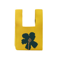 Mini Yellow Single Flower Pattern Knit Tote Bag