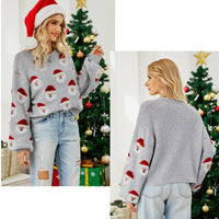 Pull de noël femmes mignon dessin animé Santa imprimer pull en tricot hauts d'hiver