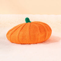 Chapeau tricoté pour parents et enfants, citrouille d'halloween, béret Orange chaud et mignon