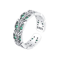 Bague en argent Sterling S925, queue de paon, Antique rétro incrusté de Zirconium vert