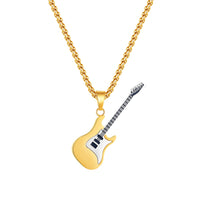 Stainless Steel Guitar Pendant Titanium Steel Necklace (Mens)