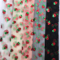 Strawberry Two Tone Sequin Mesh Tie Pleated Summer Dress