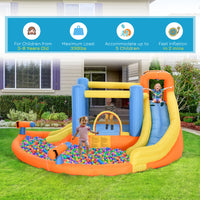 Kids Inflatable Water Slide 5-in-1 Bounce House Water Park Jumping Castle With Water Pool, Slide, Climbing Walls & 450W Air Blower