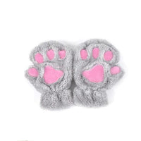 Gants d'hiver demi-couverture patte ours chat griffe, jolis doigts courts