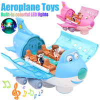 Bump And Go Action Toddler Toy Plane With LED Flashing Light Sound