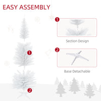 6ft White Christmas Tree, Slim Xmas Tree With Full Appearance, PVC 390 Branch Tips And Metal Stand, Artificial Christmas Tree, White