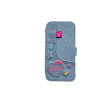 Denim Embroidery Heart Flip Cover iPhone Case