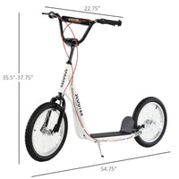 Toddler Scooter, White, Adjustable Handlebar, Kick Scooter For Kids 5,Dual Brakes, Inflatable Wheels