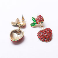 Strawberry Shaped Red Crystal Gem Earrings